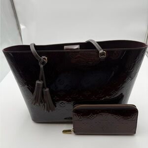 Louis Vuitton Vernis Amarante Patent Leather Tote with Matching Wallet